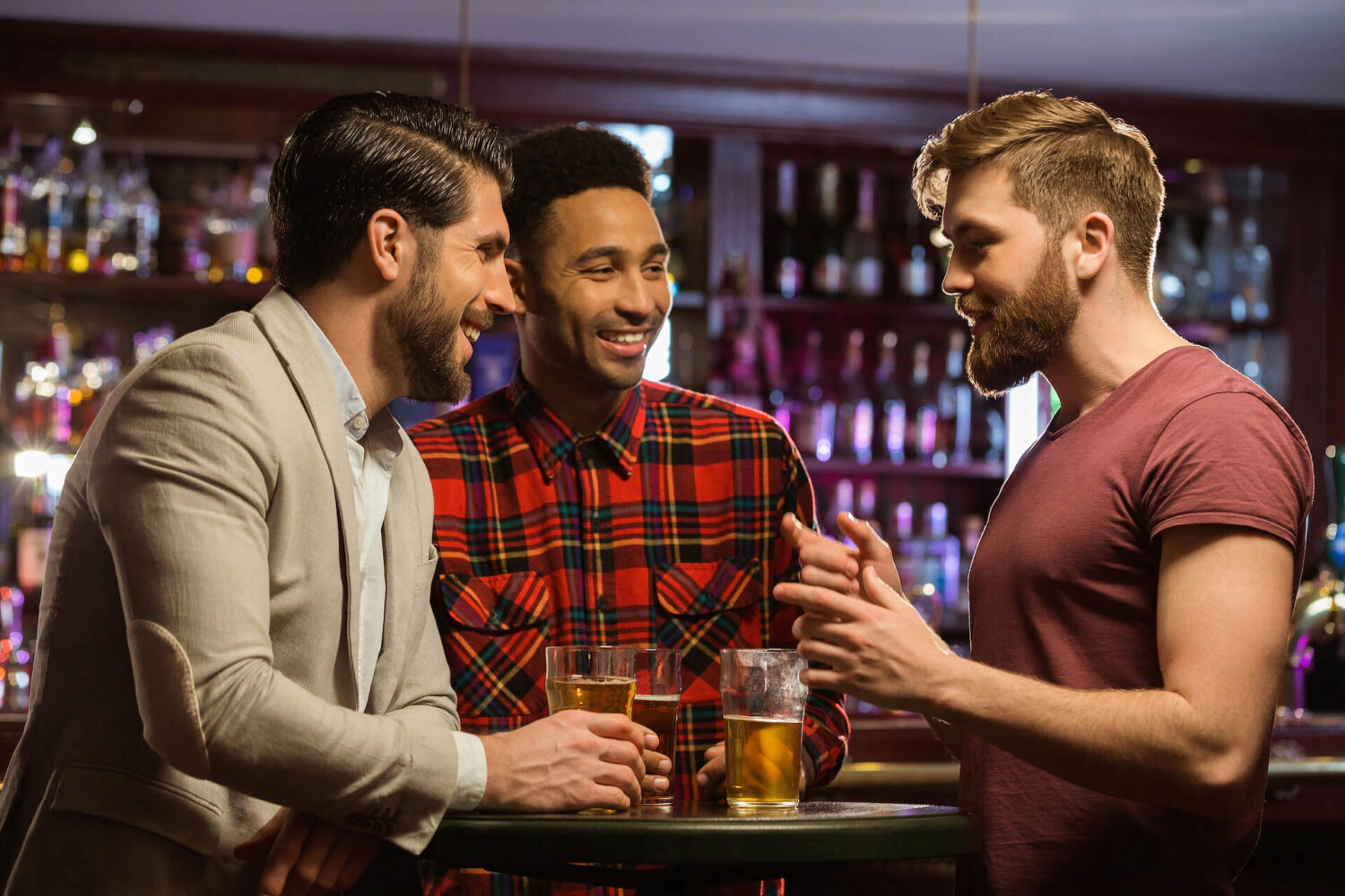 men drinking at a bar during a bachelor party in Milwaukee