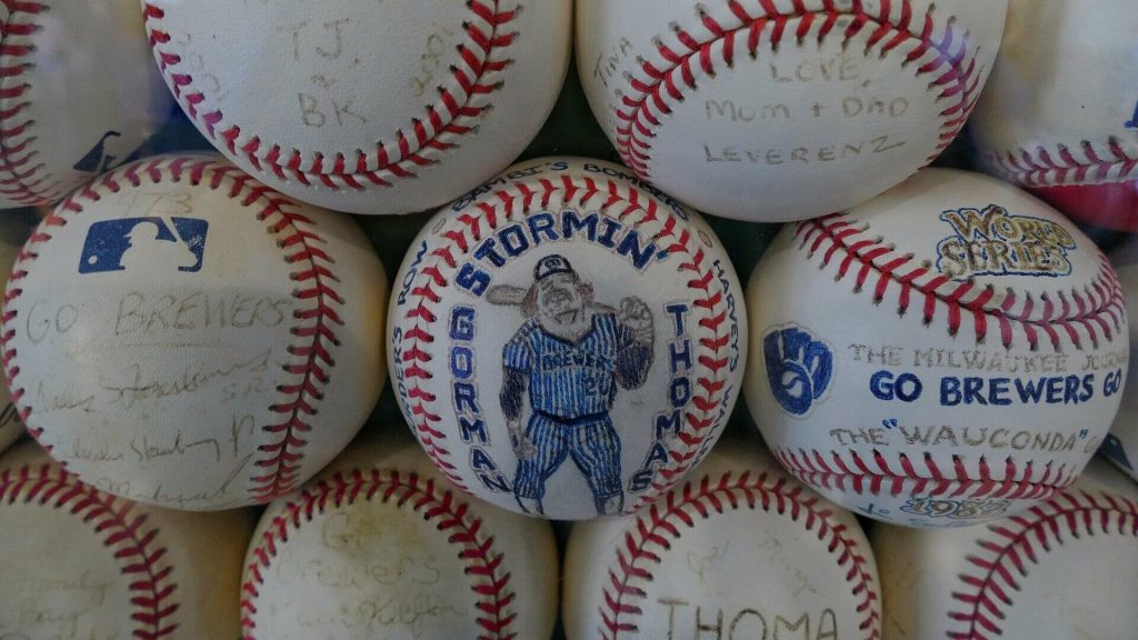 Autographed baseball Brewers balls